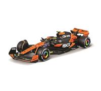 Bburago - McLaren MCL38#4 Lando Norris, échelle 1:43, modèle réduit en métal moulé sous Pression avec Casque et vitrine, livrée Officielle 2024, détails réalistes, Licence Officielle McLaren, âge 14+