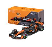 Bburago - McLaren MCL38#81 Oscar Piastri, échelle 1:43, modèle réduit Diecast avec Casque et vitrine, livrée Officielle 2024, détails réalistes, Licence Officielle McLaren, âge 14+