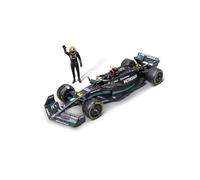 Bburago - Mercedes AMG Petronas W14 Lewis Hamilton #44 2023 - Maquette réaliste de Voiture à l'échelle 1:24 et Personnage de Lewis Hamilton, Licence Officielle Mercedes, âge recommandé 14+ Ans