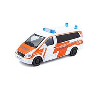 Bburago Mercedes Vito Véhicule d'intervention à l'échelle 1:50, à partir de 3 Ans, env. 11 cm, Blanc/Orange (18-32007N)