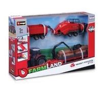 BBURAGO Modèle de tracteur Set cadeau Massey Ferguson 8740S + 3 remorques 10 cm (jouets - véhicules)