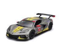 BBurago – Voiture Diecast Chevrolet Corvette C8.R 2020 – Échelle 1:43, vitrine, Gris métallisé