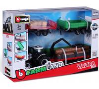 Bburago Modèle Réduit De Tracteur Set Cadeau Valtra N174 + 3 Remorques 10Cm