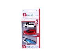 Bburago - Pack de 3 véhicules - Hélicoptère, Voiture des Pompiers et Voiture de Police - Véhicules Miniatures à l'échelle 1:64 - Jouet pour Enfant - à Collectionner dès 3 Ans