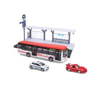 Bburago - Playset Transports Publics à l’échelle 1/64 - Bus, Tram, Station + 2 Véhicules - Jouet éducatif pour Enfant - Modèles aléatoires - Développe Imagination et créativité