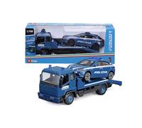 Bburago - Police Tool Wagon with Car, échelle 1:43, modèle réduit sous Licence Officielle, détails réalistes, 3 Ans et Plus