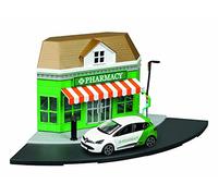Bburago Street Fire City Pharmacy - Set de Jeu avec Voiture Renault Clio moulée sous Pression - Échelle 1/43