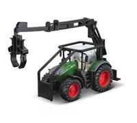 Bburago Tracteur FENDT 1050 Vario moulé sous Pression avec Chargeur Frontal et Chargeur de bûches - Réplique détaillée du Jouet à Collectionner, Coleurs Assorties