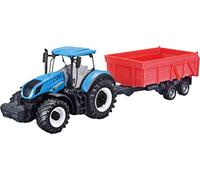 Bburago Tracteur New Holland T7.315 B18-31658 10 cm + remorque basculante, Multicolore
