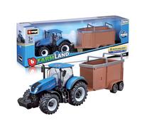 Bburago - Tracteurs motorisés avec remorque - Modèle de Tracteur réaliste 10 CM (Choix aléatoire Parmi Les modèles Disponibles), Collection Farmland, Licence Officielle, Âge recommandé 3+ Ans