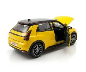 Bburago Voiture de Collection Compatible avec Renault 5 E-Tech 100% Electrique 2024 Jaune Pop Toit Noir R5 Série Limitée 1/24 Métal