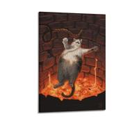 BBVCCL Poster de chat tordu 1 - Impression sur toile - Décoration murale moderne pour chambre à coucher - 50 x 75 cm