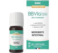 BBVia® CDA Gouttes Probiotiques Bébé - OctoVita - Dès la naissance, Enfant 0-6 ans - Microbiote intestinal - 3 souches probiotiques sélectionnées - Fabriqué en France - 6 ml