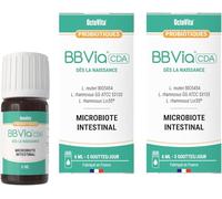 BBVia® CDA Gouttes Probiotiques Bébé - OctoVita - Dès la naissance, Enfant 0-6 ans - Microbiote intestinal - 3 souches probiotiques sélectionnées - Fabriqué en France - Lot de 2x 6 ml