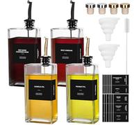 BBWELL 4pcs Bouteille Huile Olive avec Bec Verseur,Distributeur d'huile 500ml,Bouteille d'huile et Vinaigre pour la Cuisine,Bouteille D'huile en Verre,Distributeur Automatique D'huile et de Vinaigre