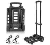 BBWELL Diable Pliant en Aluminium 2 Roues,Diable Robuste Multifonction,Chariot à Bagages Portable,50KG Capacité,2 Cordons Elastiques pour Voyage, Voiture, Bureau