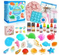 BBWELL Kit Fabrication Savon a Faire Soi Meme,Expériences Scientifiques Avec Base de Savon Moule Silicone,Kit de Bricolage pour Adultes et Enfant,Cadeaux d'anniversaire et de Noël,Thème océanique