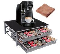 BBWELL Porte Capsule,Organisateur Capsules en Métal,Rangement Dosettes Capsules for Dolce Gusto,Support de Machine à Café avec 2 Tiroirs de Rangement Dosettes,Porte Dosette Capsules