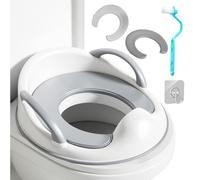 BBWELL Réducteur Toilette Enfant,Adaptateur Toilette Enfant avec Poignée et Dossier,Réducteurs de Toilettes Antidérapante pour Garçons et Filles pour Bébé de 1 à 5 Ans(1Crochet 1Pinceau 2 Coussins)