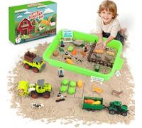 BBWELL Sable Magique Enfant - Jouets Sensoriels avec Sable - 3 Véhicules Agricoles | 10 Moules à Légumes | Jouets Sensoriels avec 1000 g de Sables Magique,Garçons Et Aux Filles à Partir de 3 Ans