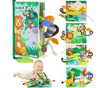 BBWOO Livres d'éveil,Jouet Bebe 0 3 6 Mois,Jouet Educatif Enfant,Livre Bebe 0 3 6 Mois,Livre Tissu Bébé Eveil,Jeux Bebe 0-3 Mois,Anneau Dentition Bebe,Cadeau bébé Naissance (Animal Sauvage)