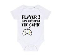 BBY3 Body pour bébé avec inscription « Player 3 has Entered The Game » Blanc 0-3 mois