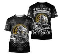 BBYOUTH 3D Viking Hommes T-Shirt Valhalla North Odin Eté Manches Courtes Cosplay Costume,October Odin Man,XXL