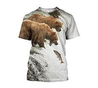 BBYOUTH Bear Hunter T Shirt Drôle 3D Imprimerie Numérique Camo T-Shirt T-Shirt Summer Short Sleeve 11 USA Taille,Catch Fish,3XL