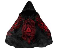 BBYOUTH Cape Viking | Mi-Longue | à Capuche | avec Poche | Doublure en Fausse Cachemire | Automne-Hiver | Cape Nordique Valhalla,Hugin&Munin,4XL