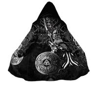 BBYOUTH Cape Viking | Mi-Longue | à Capuche | avec Poche | Doublure en Fausse Cachemire | Automne-Hiver | Cape Nordique Valhalla,Viking Warrior,S