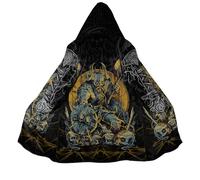 BBYOUTH Capuche Viking pour Homme Mi-Longue Faux Sherpa Hiver Chaude Moyen Âge Imprimée en 3D Manteau Parka,Valhalla,S