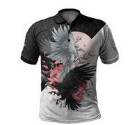 BBYOUTH Costume Thème Viking - Mythe Nordique Odin Raven Hugin et Munin avec Vegvisir Valknut Yggdrasil Rune Chemise en Polyester Imprimée en 3D pour Hommes,Polo Shirt,XXL