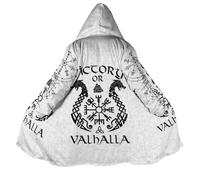 BBYOUTH Hommes Cape Mi-Longue Doublure en Fausse Cachemire Cape à Capuche avec Poche, Médiévale Moto Automne Hiver Veste,Victory Or Valhalla,5XL