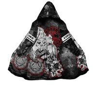 BBYOUTH Mythologie Nordique Cosplay Mi-Longue Cape à Capot avec Poche, Doublure en Faux Cachemire Médiévale Rétro Veste,Odin's Horn,4XL
