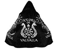 BBYOUTH Mythologie Nordique Cosplay Mi-Longue Cape à Capot avec Poche, Doublure en Faux Cachemire Médiévale Rétro Veste,Victory Or Valhalla,3XL