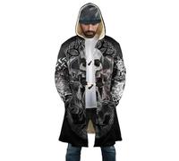 BBYOUTH Mythologie Nordique Viking Odin Cape Mi-Longue À Capuche, Unisexe Automne Chaude Rétro Uniforme de Combat(9 Imprimés et 8 Tailles),Odin's Eyes,L