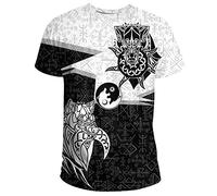 BBYOUTH T-Shirt À Thème De La Mythologie Nordique Imprimé en 3D Odin Tatouage Couples Été À Manches Courtes Vikings Cosplay Costume (Taille 11 USA),Geri freki,3XL