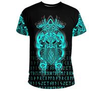 BBYOUTH T-Shirt À Thème De La Mythologie Nordique Imprimé en 3D Odin Tatouage Couples Été À Manches Courtes Vikings Cosplay Costume (Taille 11 USA),All Father,XXL