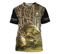 BBYOUTH T-Shirts De Pêche en Basse 3D pour Hommes, Camouflage Poisson Faucheuse Imprimée Animal D'été Estival Summer Manches Courtes Harajuku T-Shirt,Carp Fishing,XXL