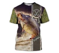 BBYOUTH T-Shirts De Pêche en Basse 3D pour Hommes, Camouflage Poisson Faucheuse Imprimée Animal D'été Estival Summer Manches Courtes Harajuku T-Shirt,Fish Hook,M