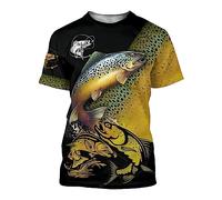BBYOUTH T-Shirts de PêChe Fantaisie pour Hommes, Tatouage de Poisson Imprimé en 3D Chemise d'éTé Respirante à Manches Courtes Et à SéChage Rapide à Col de Cravate,Fishing Happy,XL