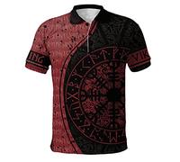 BBYOUTH Viking Polo Hommes, 3D Imprimé Mythe Nordique Symboles Respirant Manches Courtes Cosplay Shirt (11 USA Taille),Norse Runes,5XL