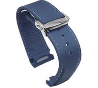 BBZ Bracelet de Montre en Caoutchouc à extrémité incurvée 20 mm 22 mm Compatible avec Omega Seamaster 150/300/600 Speedmaster Planet Ocean Sports Silicone Strap Bracelet