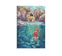 BBZL Ponyo Sulla Scogliera - Impression sur toile - Décoration murale moderne pour chambre à coucher, salon, chambre à coucher - 30 x 45 cm