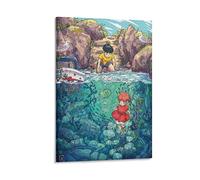 BBZL Ponyo Sulla Scogliera - Impression sur toile - Décoration murale moderne pour chambre à coucher, salon, chambre à coucher - 30 x 45 cm