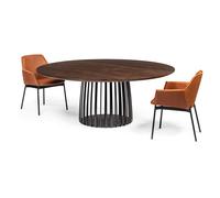 BC 07 Basket Table Ronde Chêne Fumé Naturel Huilé RAL 9005 Noir Profond Revêtement par poudre Ø125xH75 Janua - JANUA BC 07 RUND EG 9005 125