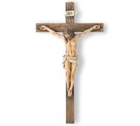 BC BUILDCLASSIC BC Catholic Crucifix mural, sculpture de Jésus-Christ faite à la main style Renaissance, décoration d’intérieur inspirante, cadeau religieux, 25,4 cm de haut