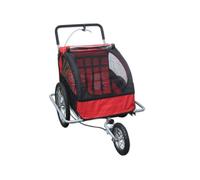 Bc-Elec - 5664-0001a Remorque Vélo 2 En 1 Convertible En Poussette Et Jogger Pour Deux Enfants, Coloris Rouge/Noir Rouge
