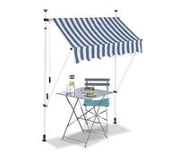 Bc-Elec - Hhyva1512-Bluewhite Auvent Rétractable Manuel Store Banne Marquise Pour Patio & Terrasse 150x120cm Blanc Et Bleu Blanc