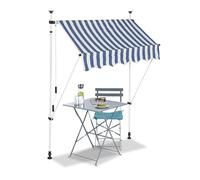 Bc-elec - HHYVA1512-Bluewhite Auvent rtractable manuel store banne marquise pour patio & terrasse 150x120cm blanc et bleu